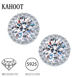 Moissanite Round Silver Stud Earrings