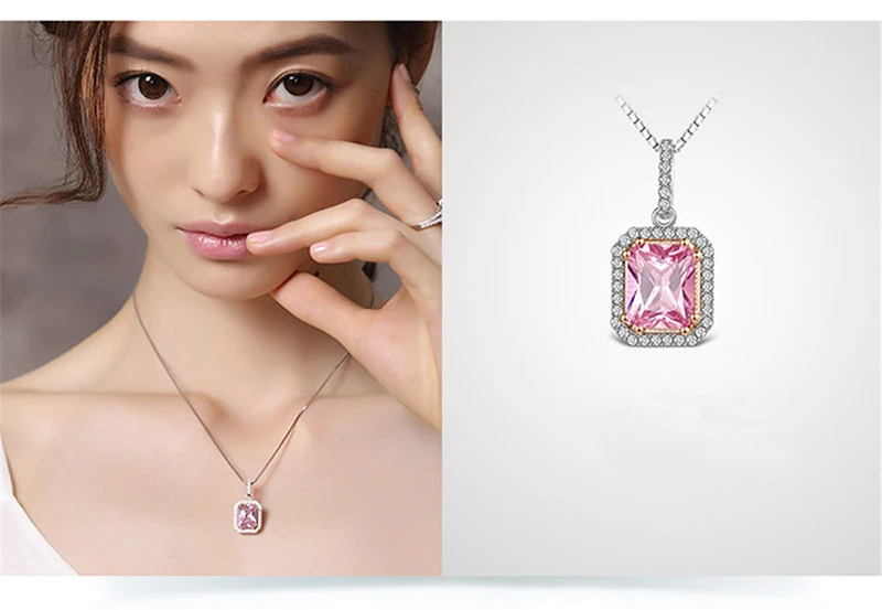 Top Quality Silver Jewelry Sets Pink Quartz Cubic Zircon Ring Earrings Necklace Wedding Exquisite Jewelry Wholesale FCGJHW