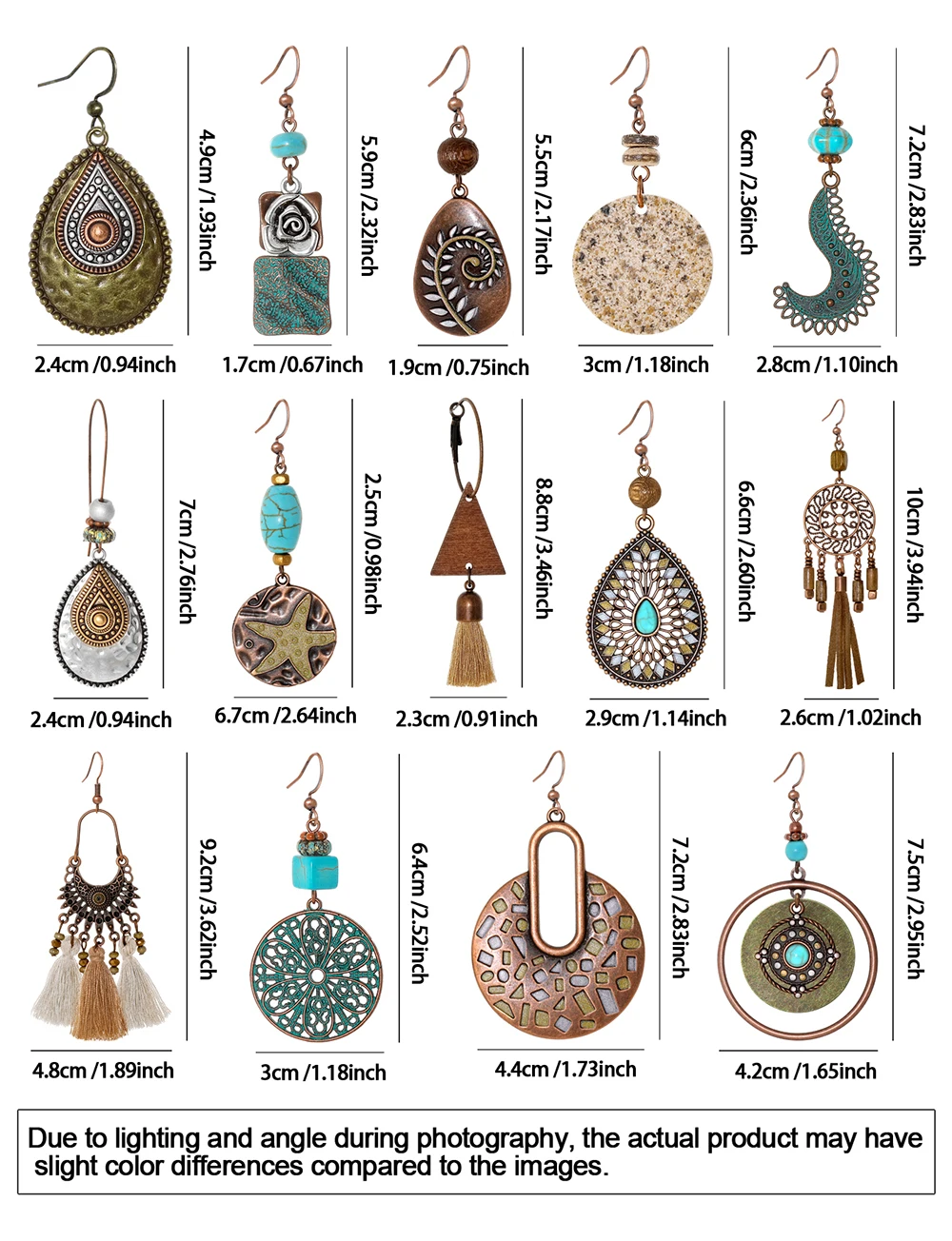 14/6/3/1 Pairs Bohemian Women's Earring Set Vintage Style Dangle Earrings Geometric Classic Trendy Earrings Daily Wear Party