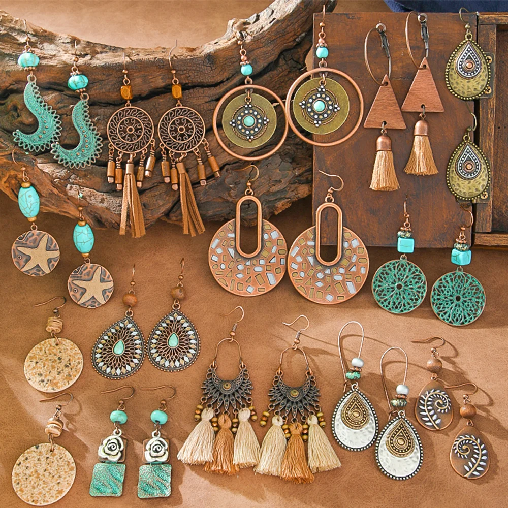 14/6/3/1 Pairs Bohemian Women's Earring Set Vintage Style Dangle Earrings Geometric Classic Trendy Earrings Daily Wear Party