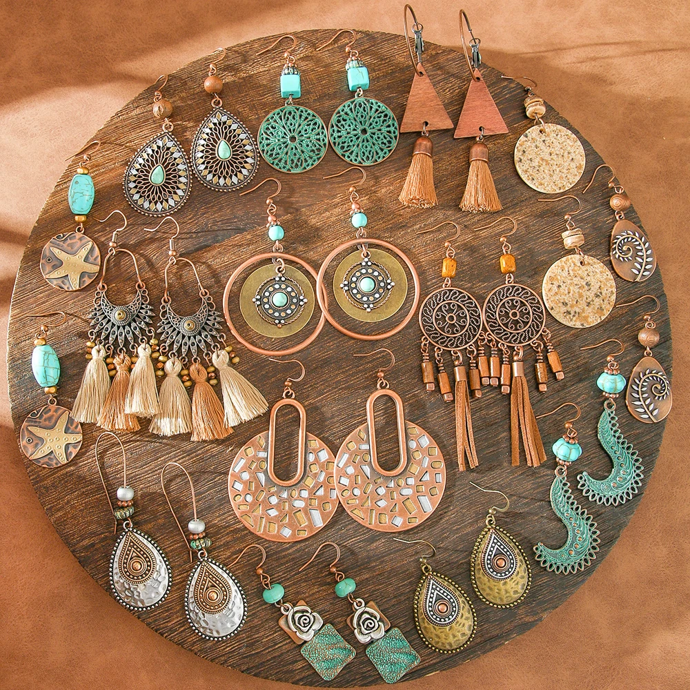 14/6/3/1 Pairs Bohemian Women's Earring Set Vintage Style Dangle Earrings Geometric Classic Trendy Earrings Daily Wear Party