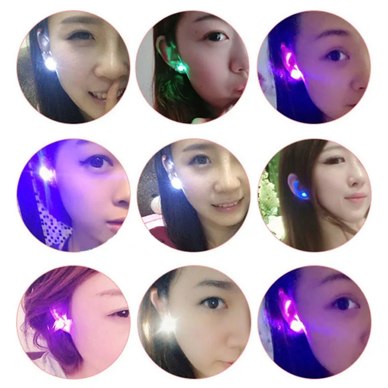 1/5Pair LED Glowing Earring Light Up Lumionus Bling Ear Stud Rings Earring Accessories For Girl Women Glow Stick Fashion Jewelry