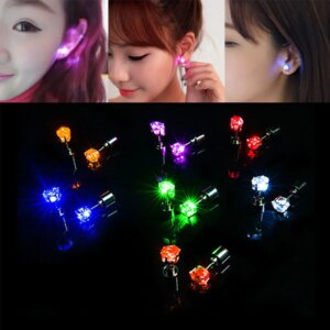 1/5Pair LED Glowing Earring Light Up Lumionus Bling Ear Stud Rings Earring Accessories For Girl Women Glow Stick Fashion Jewelry