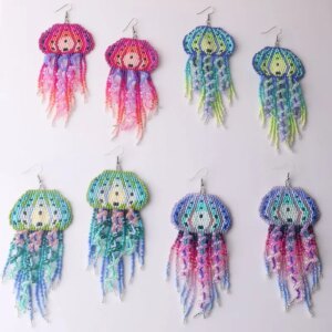 Ethnic Water Mother Tassel Women's Earrings Handmade Rice Pearl Woven Bohemian Earrings