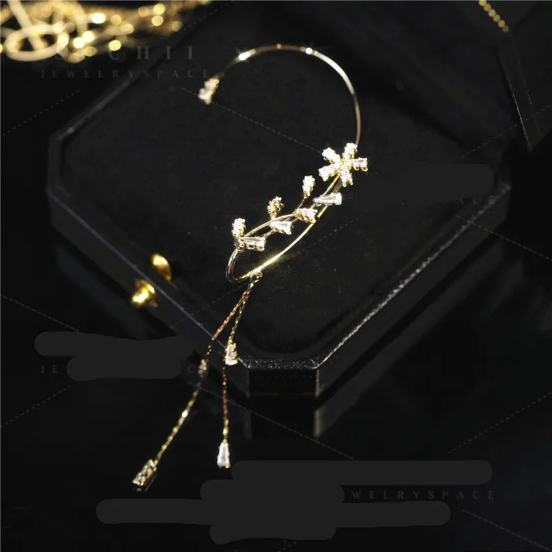 Ear Bone Clip Earrings For Women Girls Trendy Elegant Cubic Zirconia Flower Gold Color Cartilage Clip Cuff Earring Jewelry Gift