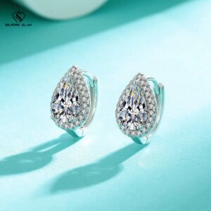 SG 1CT Moissanite 925 Sterling Silver Hoop Earrings For Women Full Diamond Moissanite Earring Fine Jewelry Christmas Gift D VVS1