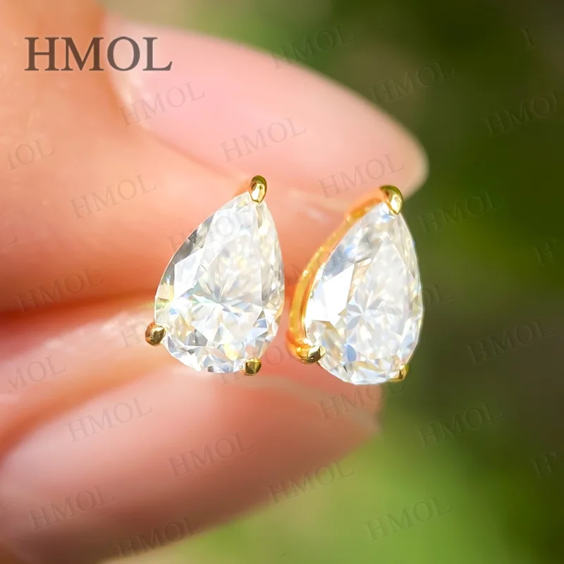 Pear Cut Lab Beads Stud Earring Moissanite 925 Silver Earrings 0.5/1/2/3Carat Water Drop Shape GRA Certificates For Women Party