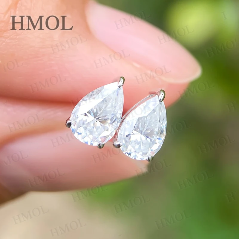 Pear Cut Lab Beads Stud Earring Moissanite 925 Silver Earrings 0.5/1/2/3Carat Water Drop Shape GRA Certificates For Women Party