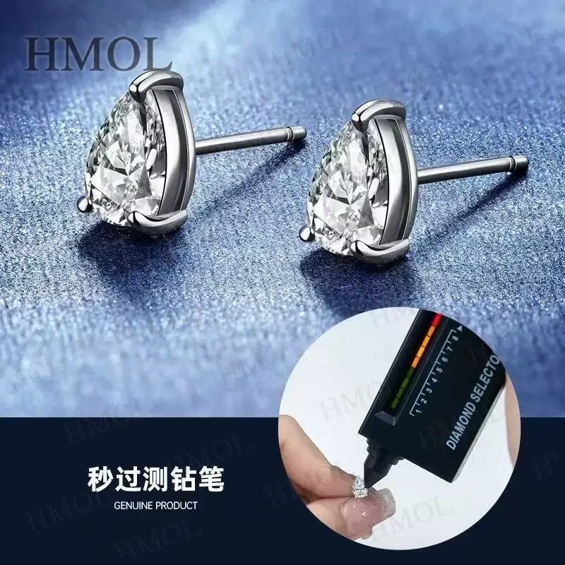 Pear Cut Lab Beads Stud Earring Moissanite 925 Silver Earrings 0.5/1/2/3Carat Water Drop Shape GRA Certificates For Women Party