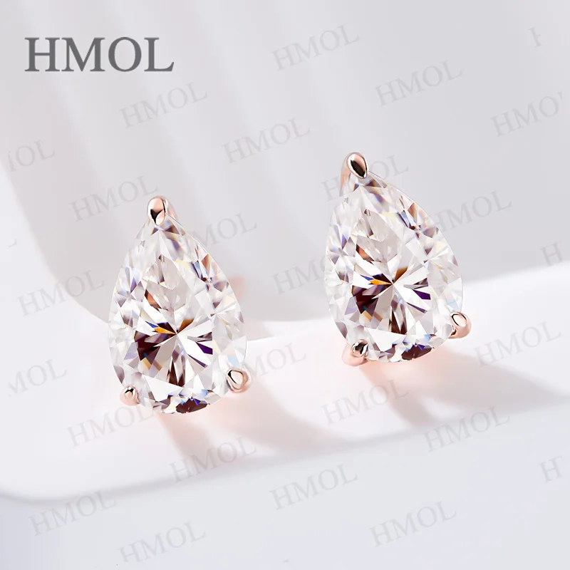 Pear Cut Lab Beads Stud Earring Moissanite 925 Silver Earrings 0.5/1/2/3Carat Water Drop Shape GRA Certificates For Women Party