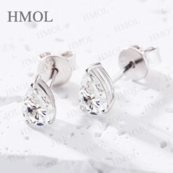 Pear Cut Moissanite Silver Stud Earrings