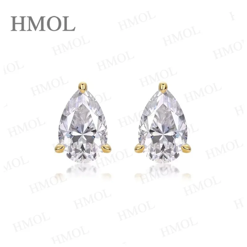 Pear Cut Lab Beads Stud Earring Moissanite 925 Silver Earrings 0.5/1/2/3Carat Water Drop Shape GRA Certificates For Women Party