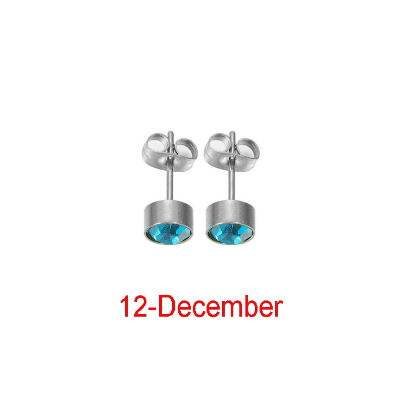 Fnixtar 12Pairs Stainless Steel Rhinestone Stud Earrings Jewelry Birthstone Earring for Women Girl Lover Birthday Gift
