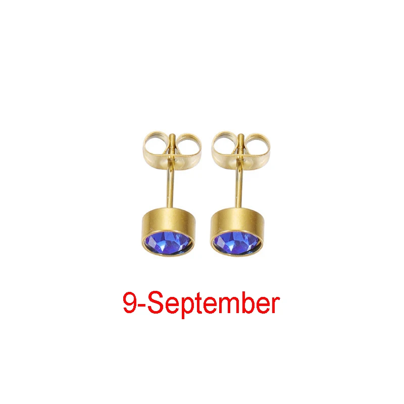Fnixtar 12Pairs Stainless Steel Rhinestone Stud Earrings Jewelry Birthstone Earring for Women Girl Lover Birthday Gift