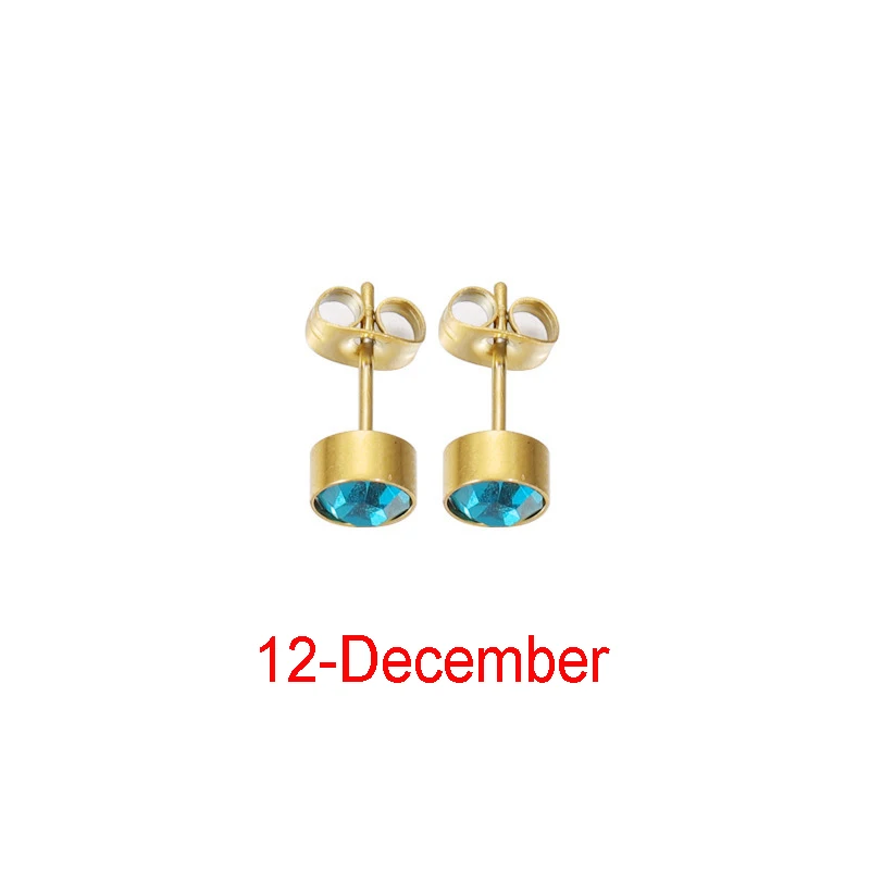 Fnixtar 12Pairs Stainless Steel Rhinestone Stud Earrings Jewelry Birthstone Earring for Women Girl Lover Birthday Gift