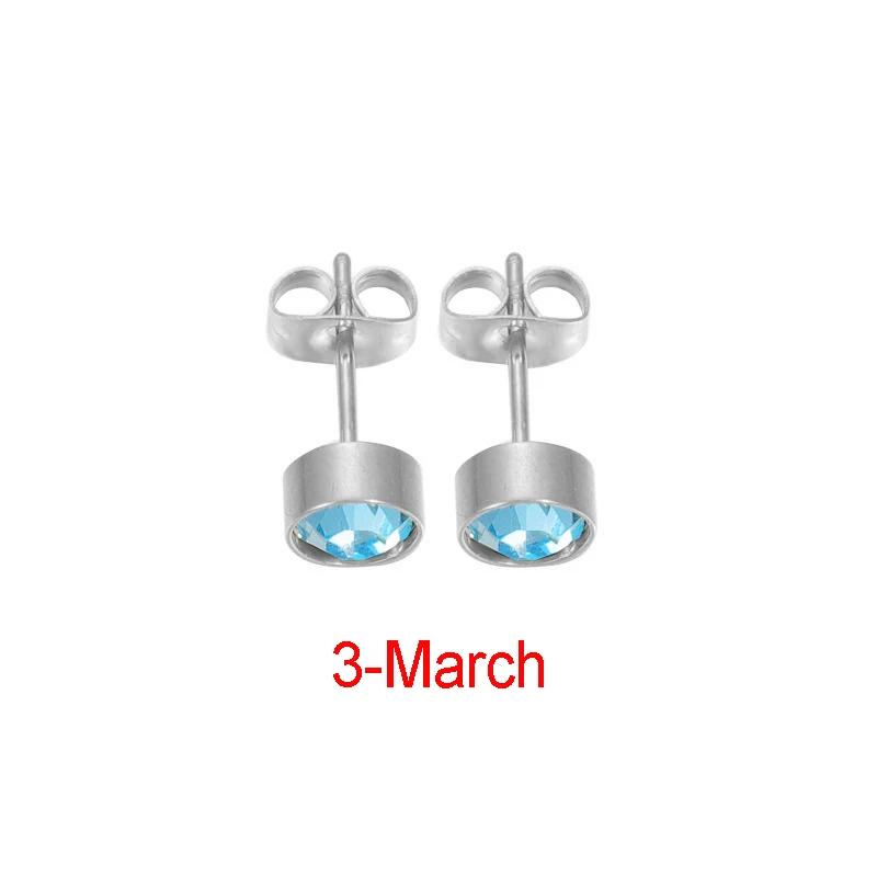 Fnixtar 12Pairs Stainless Steel Rhinestone Stud Earrings Jewelry Birthstone Earring for Women Girl Lover Birthday Gift