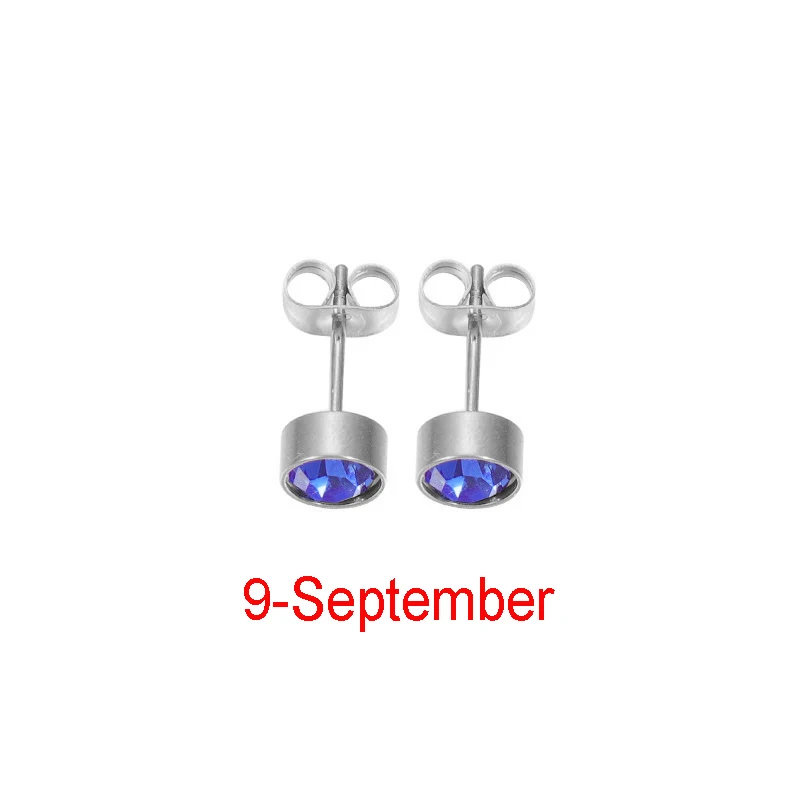 Fnixtar 12Pairs Stainless Steel Rhinestone Stud Earrings Jewelry Birthstone Earring for Women Girl Lover Birthday Gift