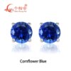 Lab Created royal Blue/Cornflower blue Sapphire Ear Stud 5-9mm with inclusions round Shape S925 Silver earrings Jewelry