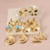 Fnixtar 5 Pairs Stainless Steel Punk Trendy Women Earring Big Clip 20-30mm Flower Heart Stud Jewelry Gift