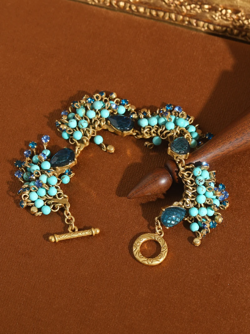 Bohemia Beads Turquoise Jewelry Bracelet Natural Stone Vintage Glass Water Droplet Antique Charm Wedding Retro 2025 Trend