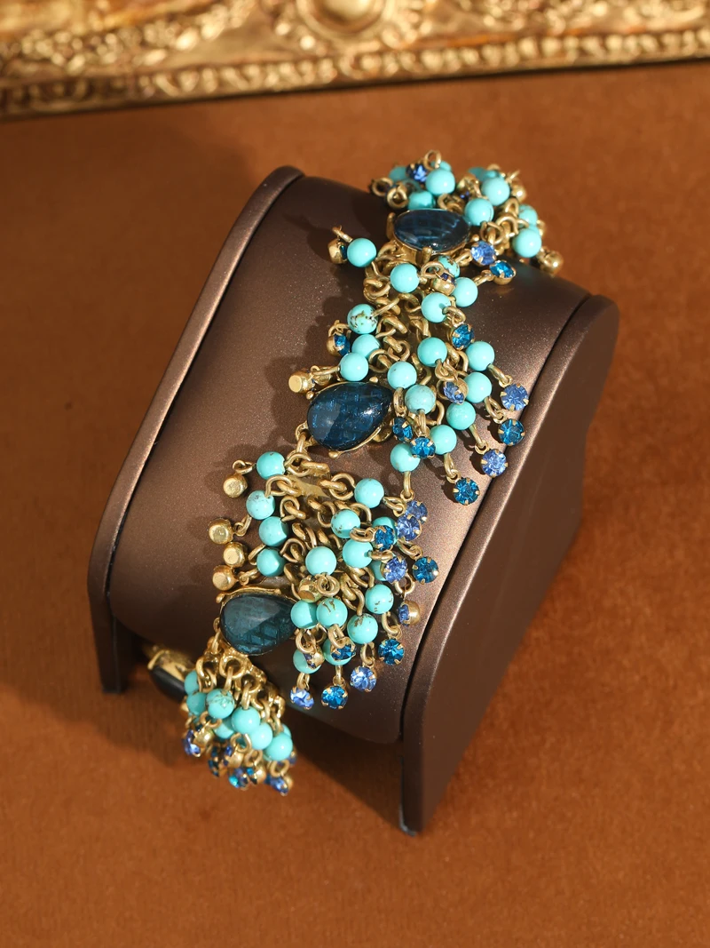 Bohemia Beads Turquoise Jewelry Bracelet Natural Stone Vintage Glass Water Droplet Antique Charm Wedding Retro 2025 Trend