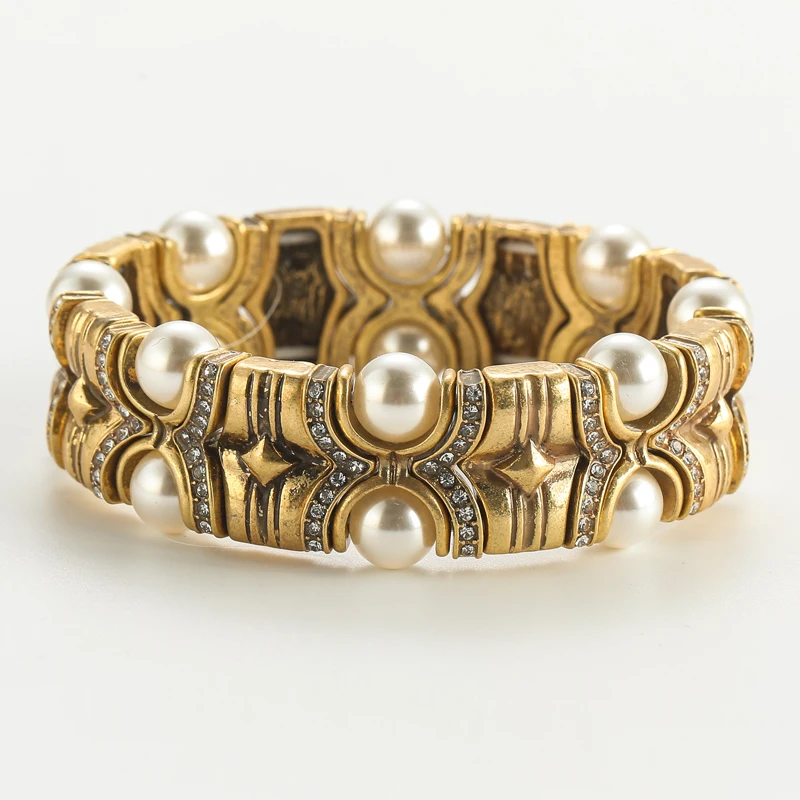 Vintage Blue Natural Stone Inlaid with Rhinestones Bangle Crystal Wide Bracelets Elastic Bamboo Knot Bohemian Handmade Jewelry