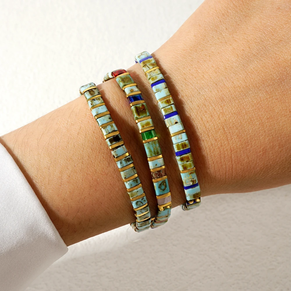 3pcs Bohemian style high-quality TILA bead bracelet three piece set, suitable for daily wear by men and women