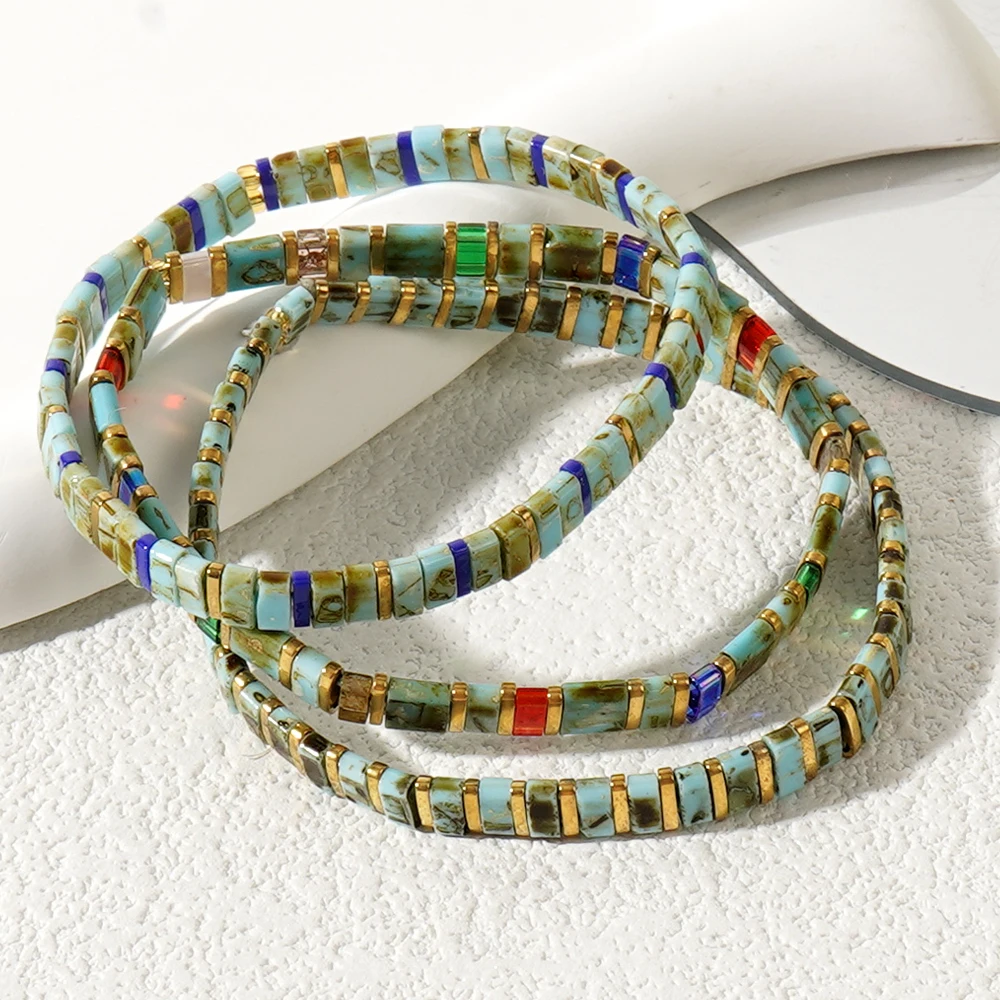 3pcs Bohemian style high-quality TILA bead bracelet three piece set, suitable for daily wear by men and women