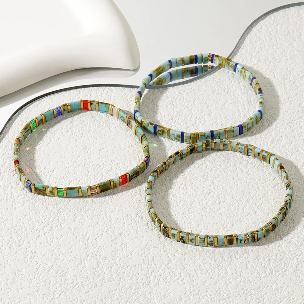 3pcs Bohemian style high-quality TILA bead bracelet three piece set, suitable for daily wear by men and women