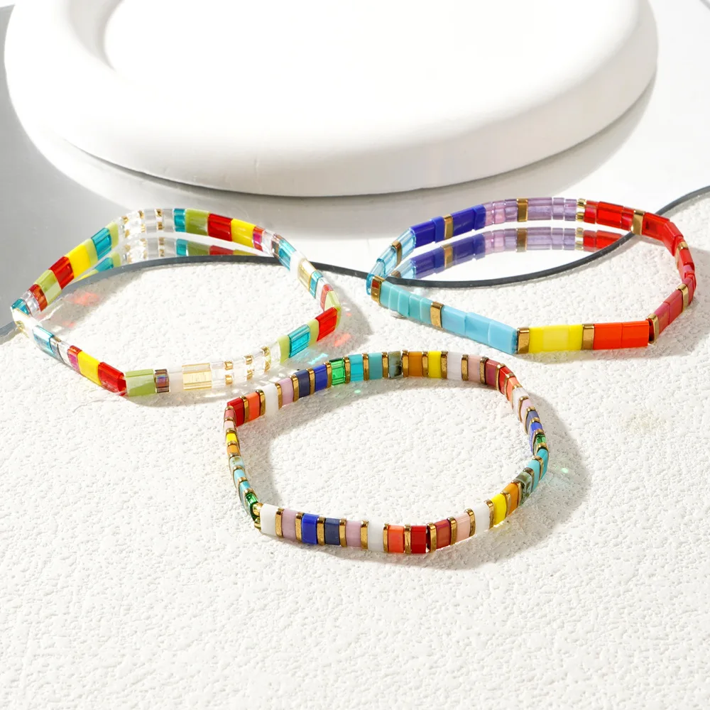 3pcs/set Bohemian women's fashionable bracelet colorful TILA bead bracelet set suitable for layering and gift giving