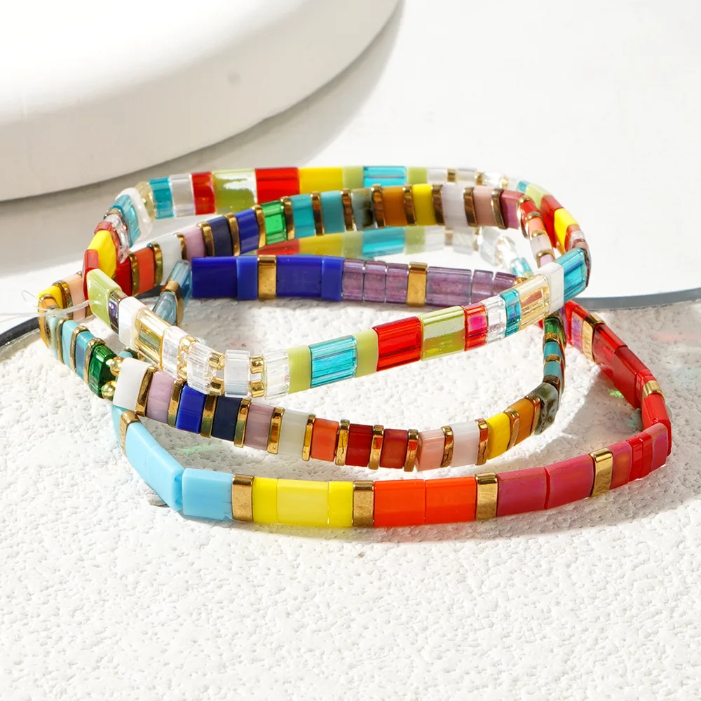 3pcs/set Bohemian women's fashionable bracelet colorful TILA bead bracelet set suitable for layering and gift giving