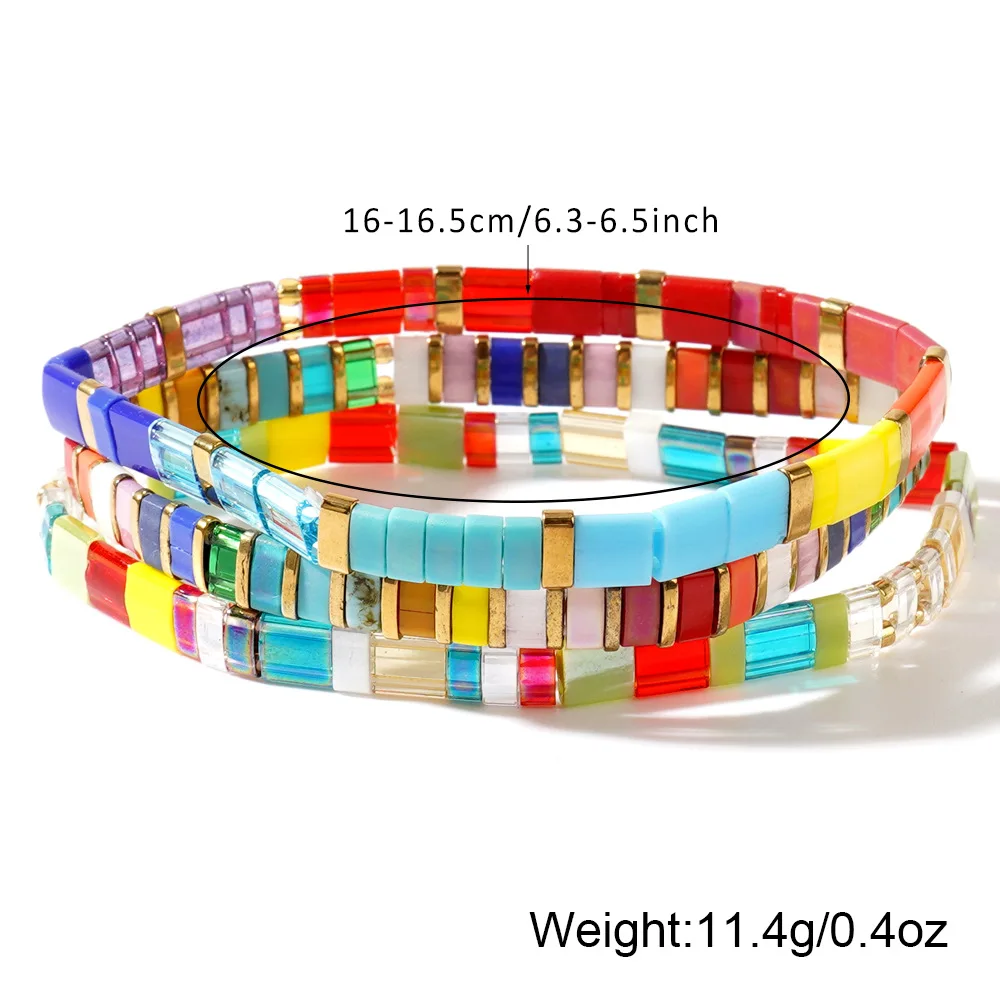 3pcs/set Bohemian women's fashionable bracelet colorful TILA bead bracelet set suitable for layering and gift giving