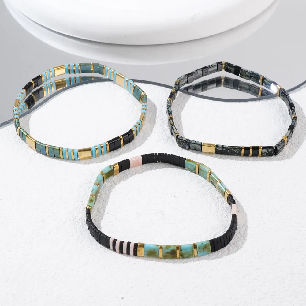 3pcs/set Bohemian style women's fashionable retro bracelet, layered TILA bead bracelet set, daily gift giving