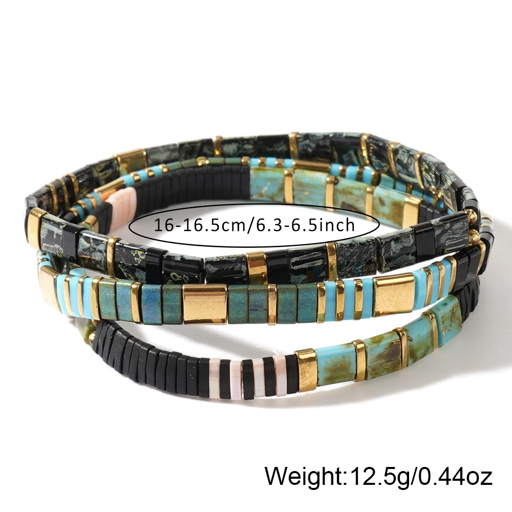 3pcs/set Bohemian style women's fashionable retro bracelet, layered TILA bead bracelet set, daily gift giving
