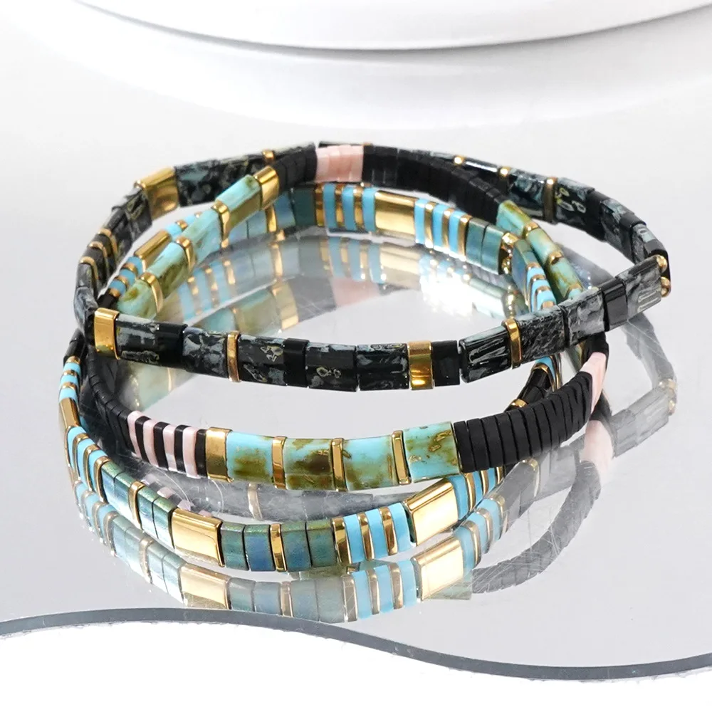 3pcs/set Bohemian style women's fashionable retro bracelet, layered TILA bead bracelet set, daily gift giving