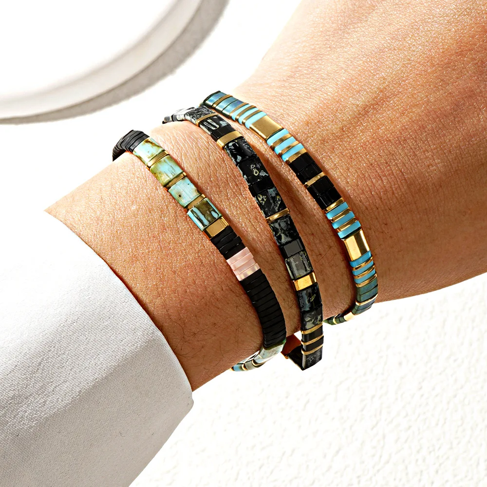 3pcs/set Bohemian style women's fashionable retro bracelet, layered TILA bead bracelet set, daily gift giving