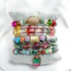 Fashion Bohemian Women Jewelry 5pcs Natural Stone Glass Beaded Elastic Bracelet Glass Drop Pendant Stacked Bracelet Set