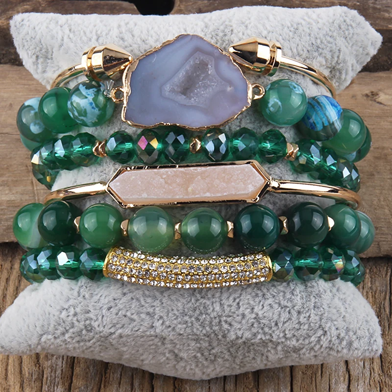 Fashion Boho Natural Stone Beaded Bracelet Jewelry Multi 6pc Stack Bracelet & Bangle Sets For Women Gift