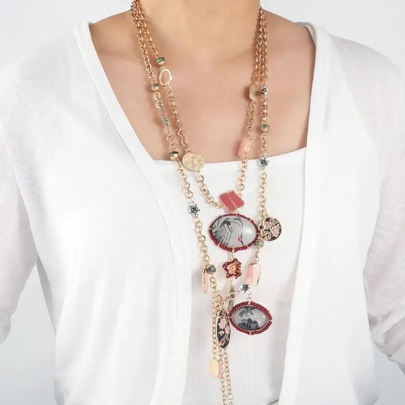 〔YY110〕2Pcs/set Vintage Bohemian Long Tassel Multilayers Necklace Flower Pendant Necklace Ethnic Jewelry Accessories Gifts 〔YY110〕2Pcs/set Vintage Bohemian Long Tassel Multilayers Necklace Flower Pendant Necklace Ethnic Jewelry Accessories Gifts