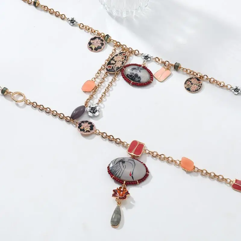 〔YY110〕2Pcs/set Vintage Bohemian Long Tassel Multilayers Necklace Flower Pendant Necklace Ethnic Jewelry Accessories Gifts 〔YY110〕2Pcs/set Vintage Bohemian Long Tassel Multilayers Necklace Flower Pendant Necklace Ethnic Jewelry Accessories Gifts