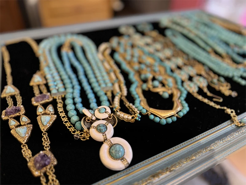 Bohemia Blue Natural Stone Water Drop Beads Chain Choker Necklace Vintage Jewelry for Woman Retro New in Boho Luxury Accessories