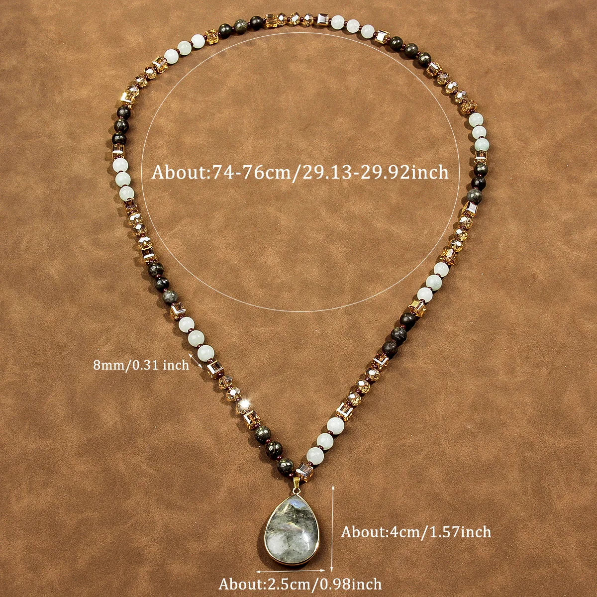 Fashionable Bohemian style handmade natural stone bead necklace, ladies' elegant necklace, the first choice for holiday gifts
