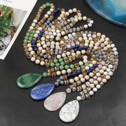 Retro Natural Stone Pendant Necklace