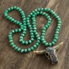 Fashion Bohemian Tribal Jewelry 5X8 Glass Crystal Handmade Paved Bull Head Charm Necklace