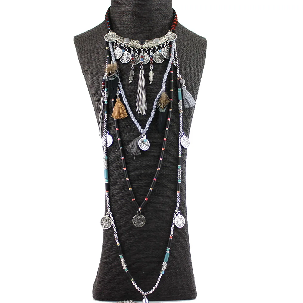 Gypsy Statement Vintage Long Necklace Ethnic jewelry boho necklace tribal collar Tibet Jewelry