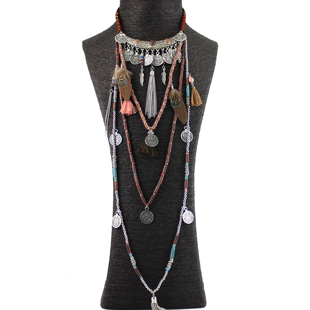 Gypsy Statement Vintage Long Necklace Ethnic jewelry boho necklace tribal collar Tibet Jewelry