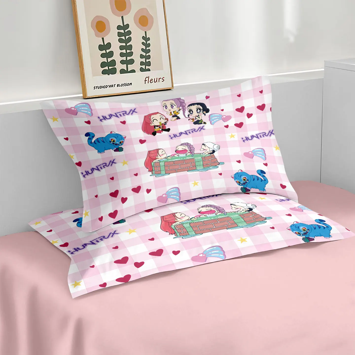 3pcs K-Pop Demon Hunters Printed Coreless Bedding Set Soft Dormitory Bedroom Multiple Sizes Machine Washable