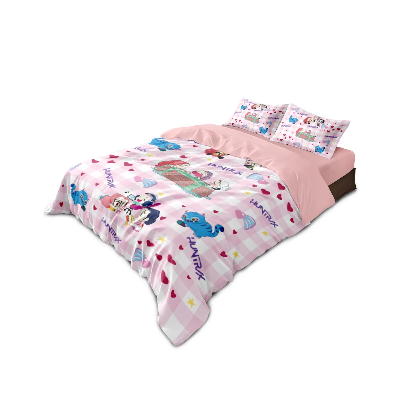 3pcs K-Pop Demon Hunters Printed Coreless Bedding Set Soft Dormitory Bedroom Multiple Sizes Machine Washable