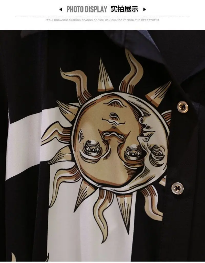 Vintage Print A-Line With Belt Loose Polo Neck Women's Dress Elegant Single-Breasted Knee Length Dresses For Women 2024 Spring