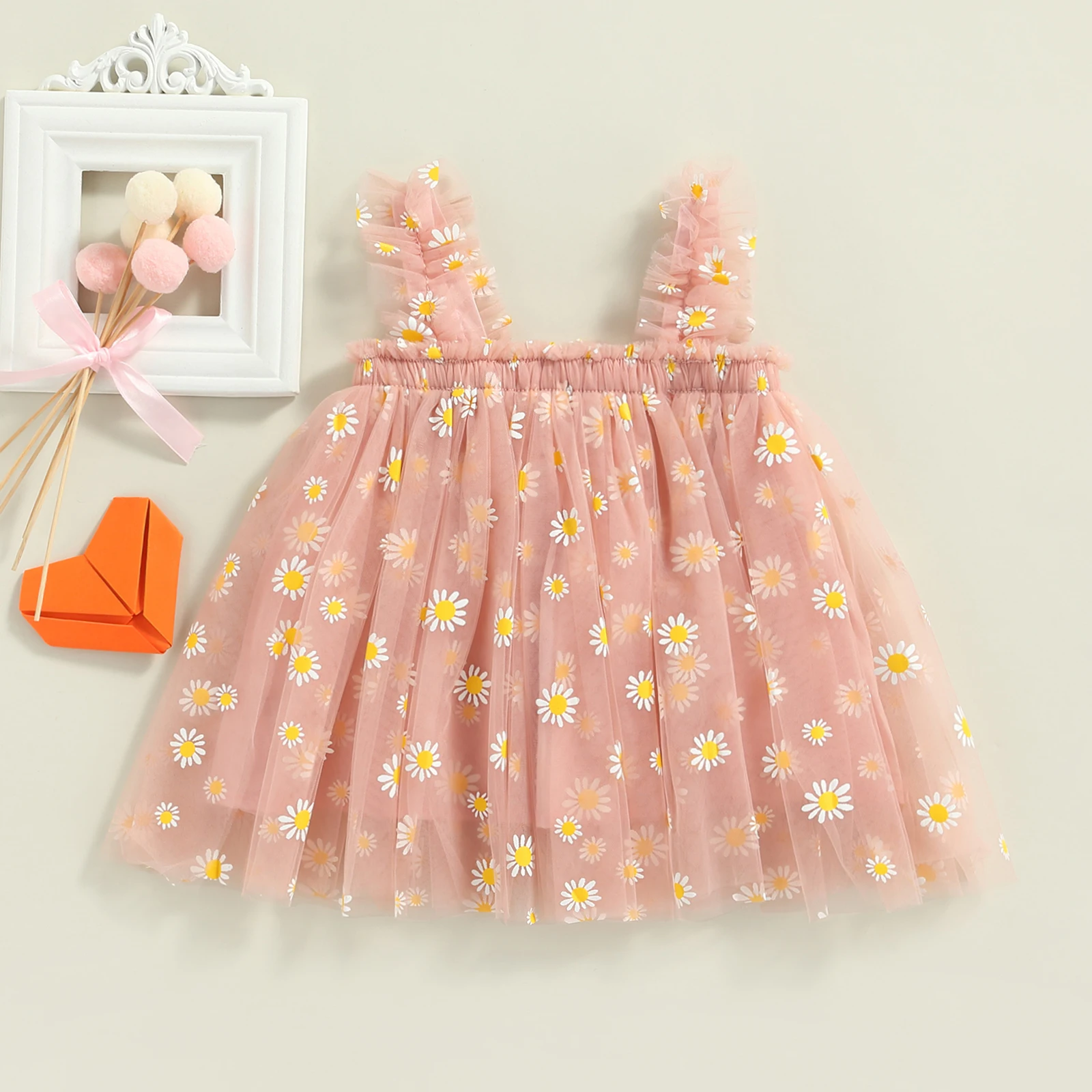 Ma&Baby 6M-5Y Summer Toddler Kid Baby Girls Tulle Dress Daisy Dresses For Girls Party Beach Holiday Clothing D01